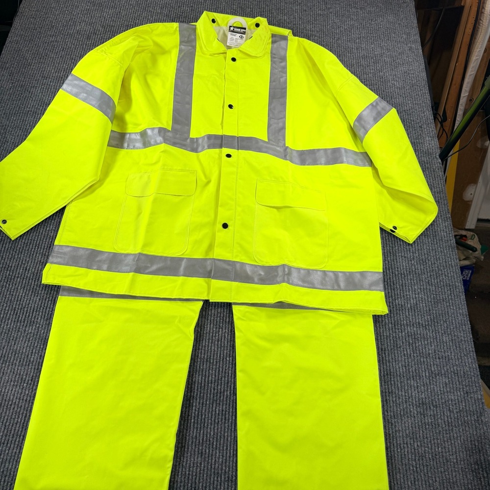 River City Garments Luminator 2083SR Hi-Vis Rain Suit Jacket Bibs Yellow 3XL